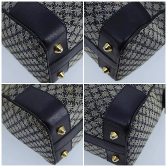 CELINE Macadam Canvas Boston Bag Navy Gold Auth - Picture 15 of 15